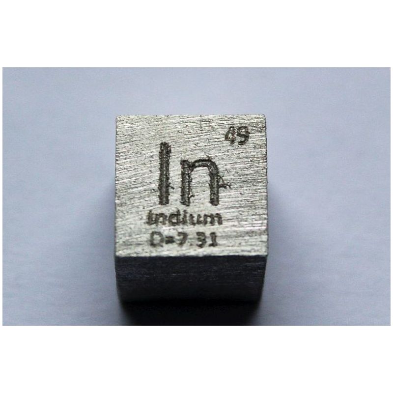Indio En cubo de metal 10x10mm pulido 99,995% pureza cubo